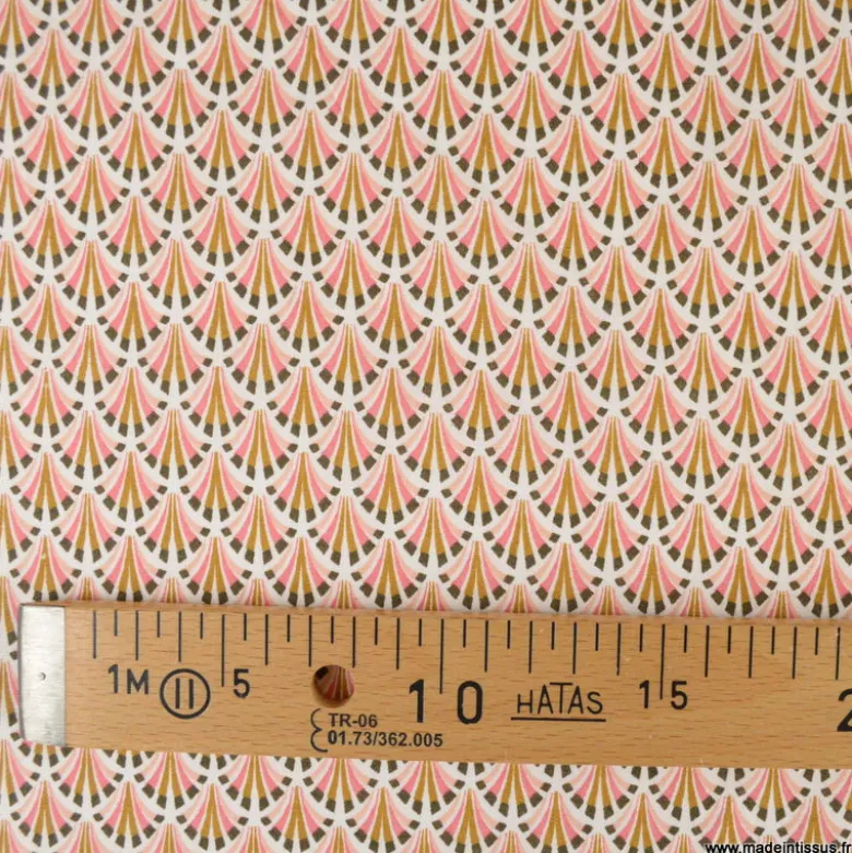 Tissu coton Kolius motif écailles coloris Sorbet et blanc - OEKO TEX