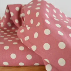 Tissu coton lavé motif Pois - Rose foncé