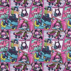 Tissu coton Lina - motif girly fuchsia