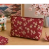 Tissu coton lourd Tatami motif fleurs et vagues japonaises rouge - OEKO TEX