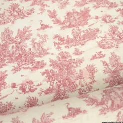 Tissu coton Mini Pastorale Toile de Jouy Lin et rouge - OEKO TEX