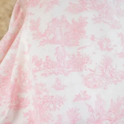 Tissu coton Mini Pastorale Toile de Jouy Rose et blanc cassé - OEKO TEX