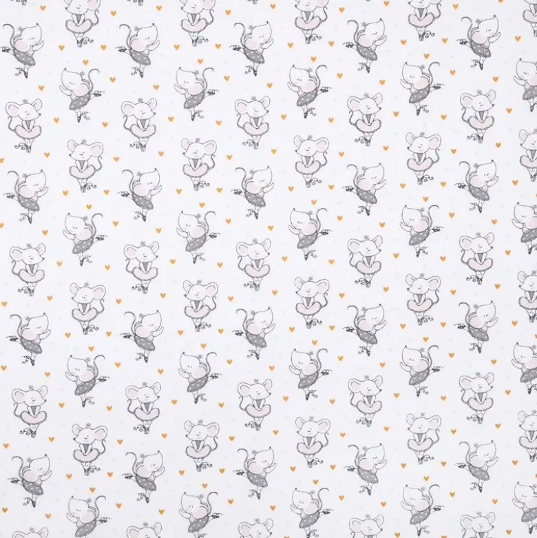 Tissu coton Misty motif souris danseuse en tutu fond blanc