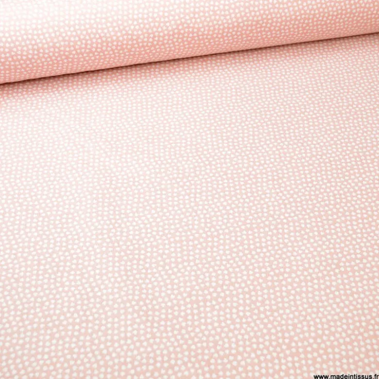 Tissu coton Motif Lipelo fond Rose thé - OEKO TEX