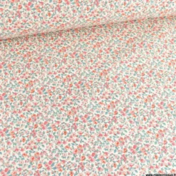 Tissu coton motifs fleurs Léonie Corail - OEKO TEX
