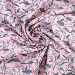 Tissu coton motifs Koalas fond rose - OEKO TEX