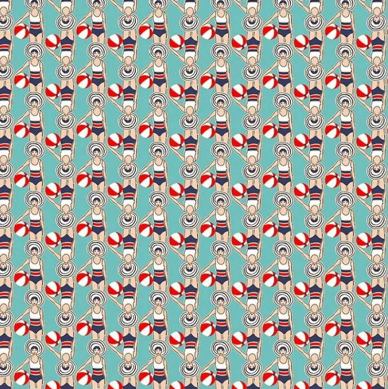 Tissu coton Nageuses Enduit coloris Turquoise - Oeko tex