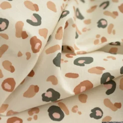 Tissu Coton OEKO TEX Felyna impriméléopard fond écru