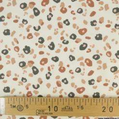 Tissu Coton OEKO TEX Felyna impriméléopard fond écru