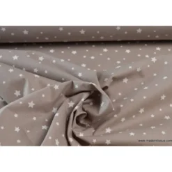 Tissu coton OEKO TEX imprimé étoiles taupe