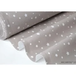 Tissu coton OEKO TEX imprimé étoiles taupe