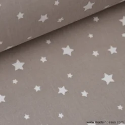 Tissu coton OEKO TEX imprimé étoiles taupe