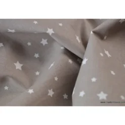 Tissu coton OEKO TEX imprimé étoiles taupe