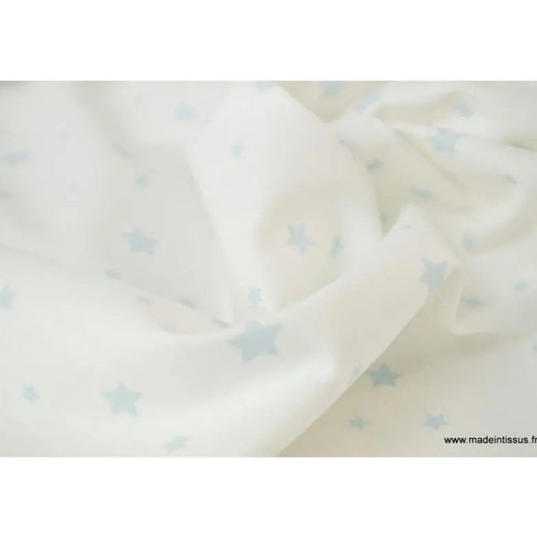 Tissu Coton OEKO TEX imprimé étoiles ciel fond blanc