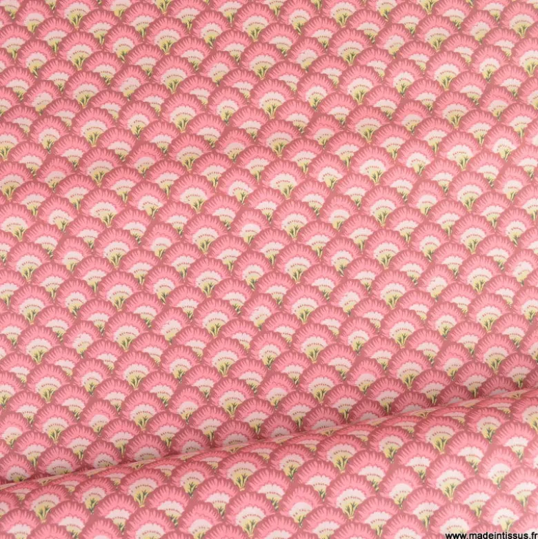 Tissu coton Palopa motif écailles rose