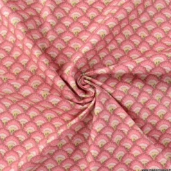 Tissu coton Palopa motif écailles rose