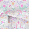 Tissu coton Polly motif licornes et fleurs roses fond gris - Oeko tex