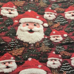 Tissu coton Père Noel effet tricot en 3D - OEKO TEX