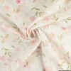 Tissu Coton Pretty motif oiseaux et fleurs rose fond blanc - OEKO TEX