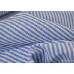 Tissu coton rayures bleues et blanches tissé teint - OEKO TEX