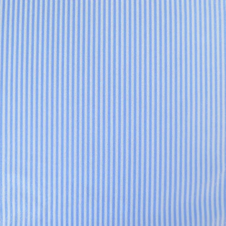 Tissu coton à rayures fines irisées bleus et blanches