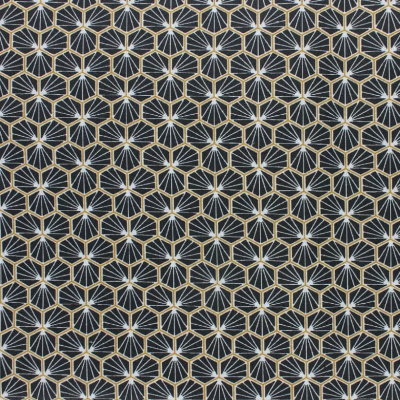 Tissu coton Riad Enduit coloris Noir Oeko tex