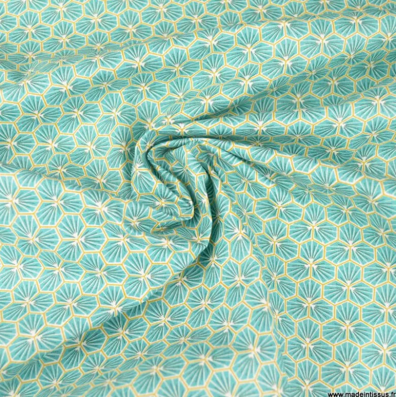 Tissu coton Riad Enduit coloris Lagon Oeko tex