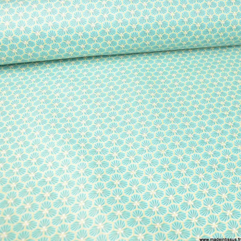 Tissu coton Riad Enduit coloris Lagon Oeko tex