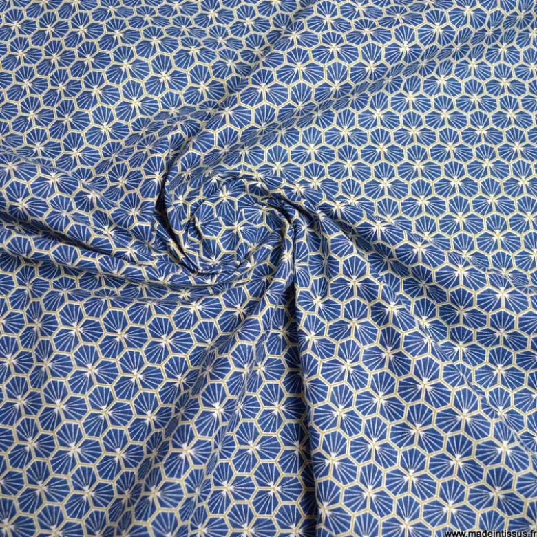 Tissu coton Riad Enduit coloris Marine Oeko tex