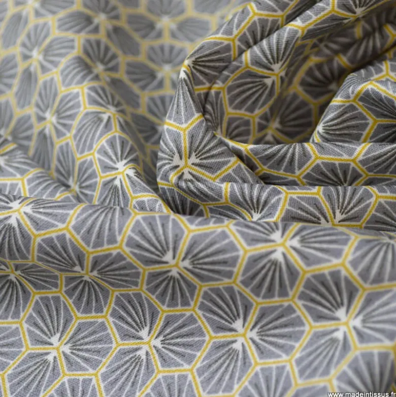 Tissu coton Riad Enduit coloris Ardoise Oeko tex