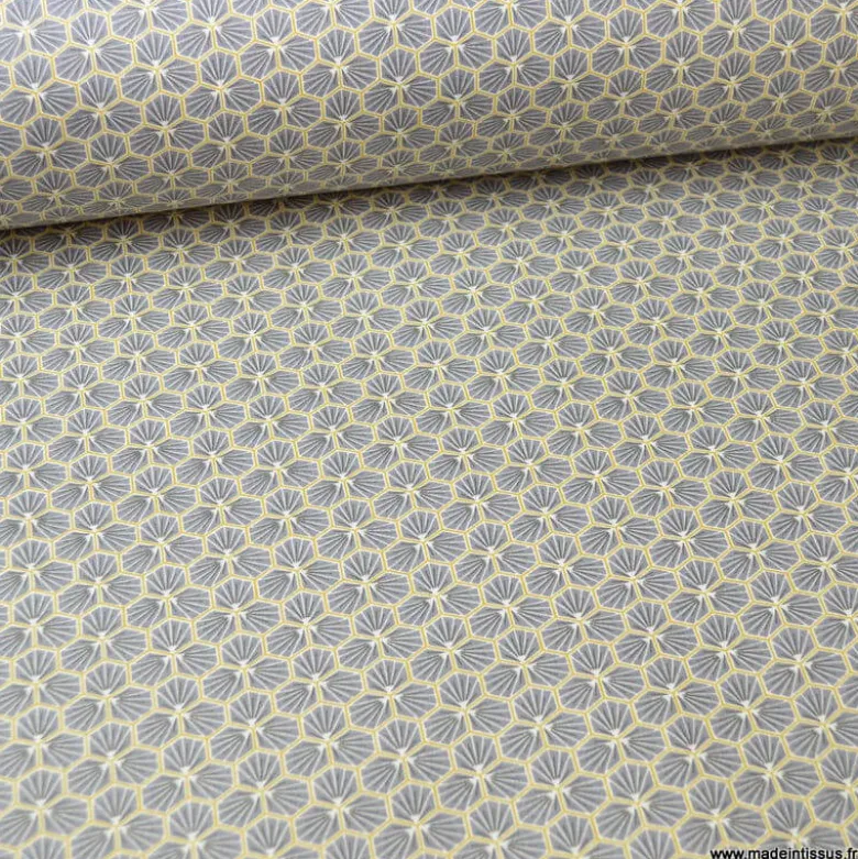 Tissu coton Riad Enduit coloris Ardoise Oeko tex