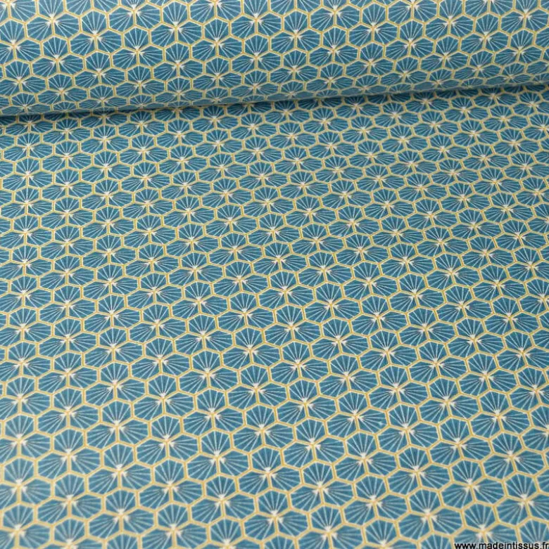 Tissu coton Riad Enduit coloris pétrole Oeko tex