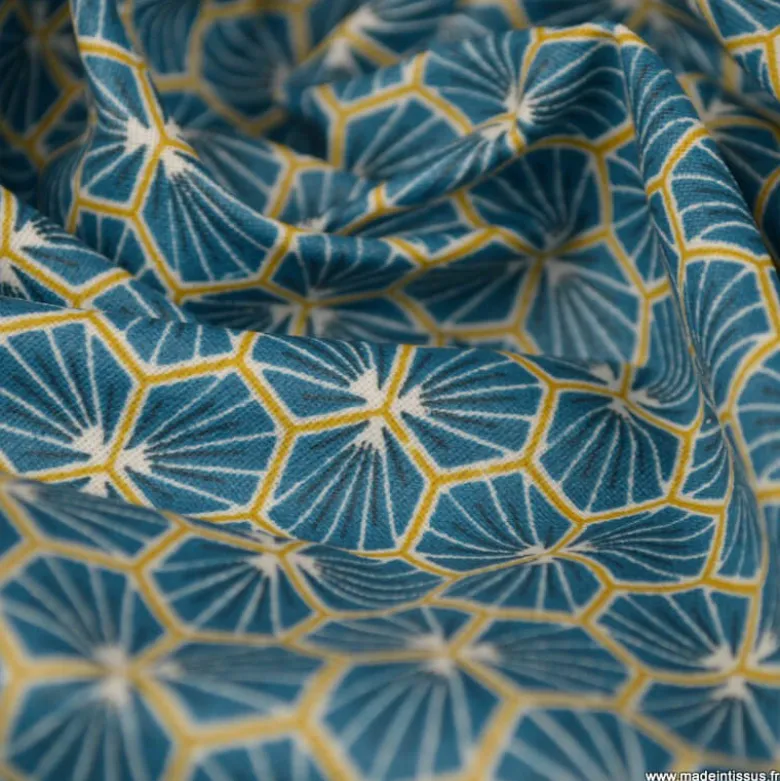Tissu coton Riad Enduit coloris pétrole Oeko tex