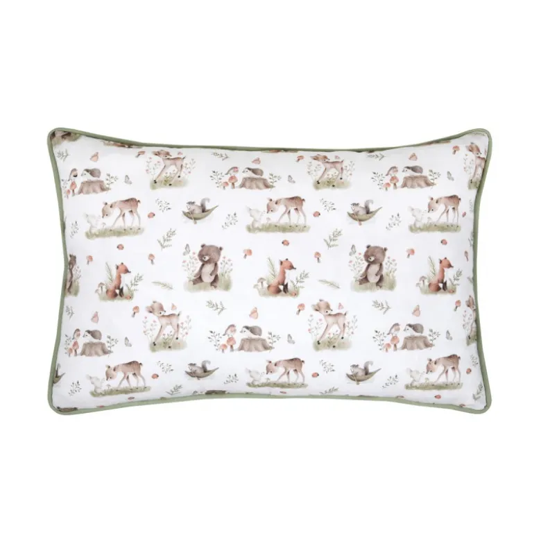 Tissu coton Roury motif animaux de la foret taupe fond blanc - OEKO TEX
