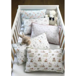 Tissu coton Roury motif animaux de la foret taupe fond blanc - OEKO TEX