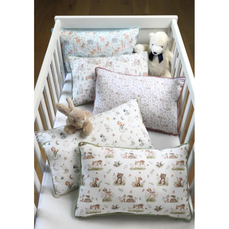 Tissu coton Roury motif animaux de la foret taupe fond blanc - OEKO TEX