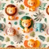 Tissu coton Safari A façon 3D - Motif animaux de la jungle