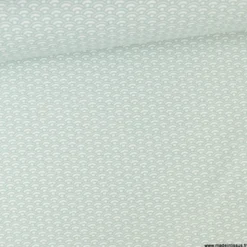 Tissu coton Saijo motif Wifi Céladon et blanc - oeko tex