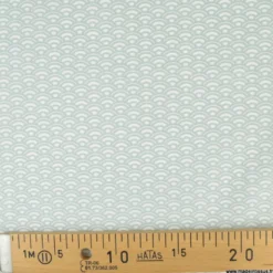 Tissu coton Saijo motif Wifi Céladon et blanc - oeko tex