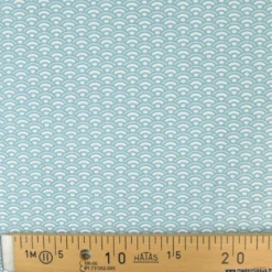 Tissu coton Saijo motif Wifi Nil et blanc - oeko tex