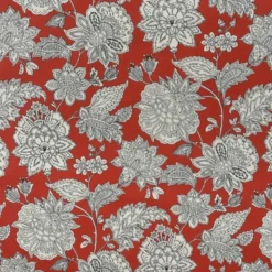 Tissu coton Sharma motif fleurs Indiennes Rouge - OEKO TEX