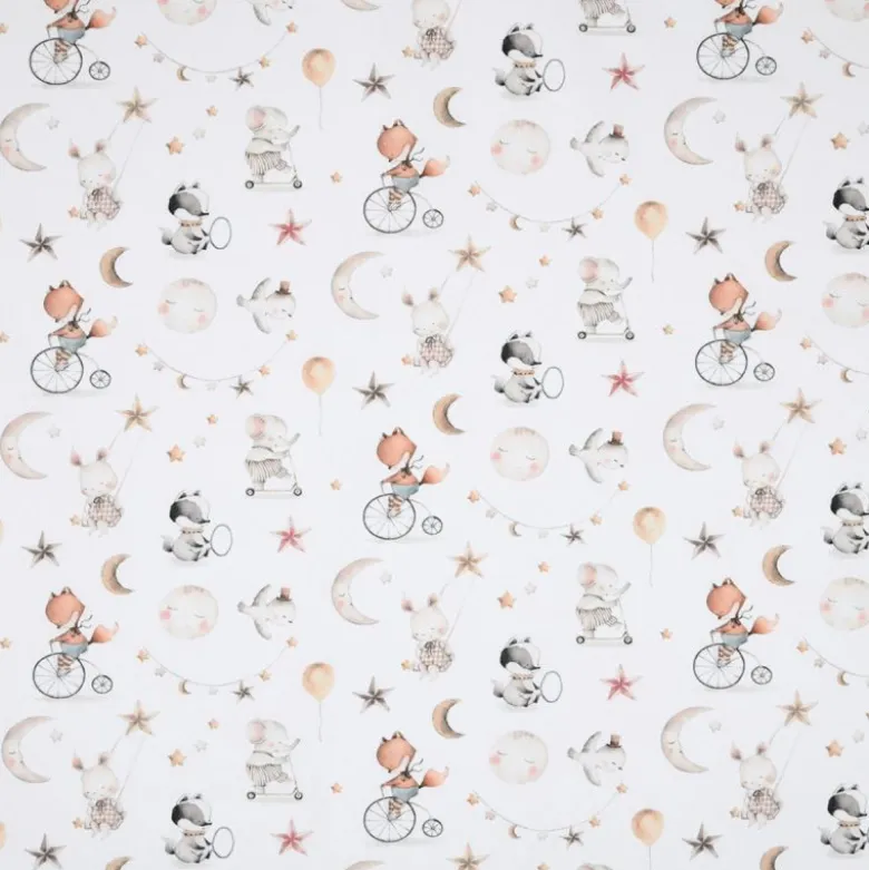 Tissu coton Sleepy motif animaux naturel - OEKO TEX