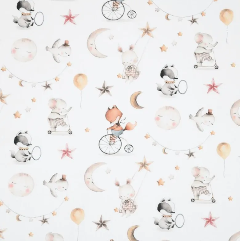 Tissu coton Sleepy motif animaux naturel - OEKO TEX