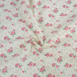 Tissu coton Suzanne motifs fleurs roses fond écru - OEKO TEX