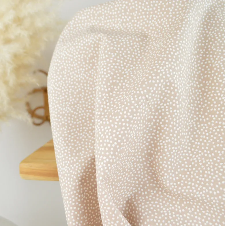 Tissu coton Tassi motif petit pois fond Galet - OEKO TEX