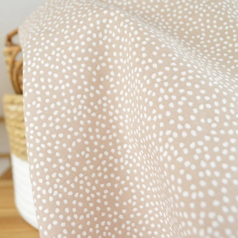 Tissu coton Tassi motif petit pois fond Galet - OEKO TEX