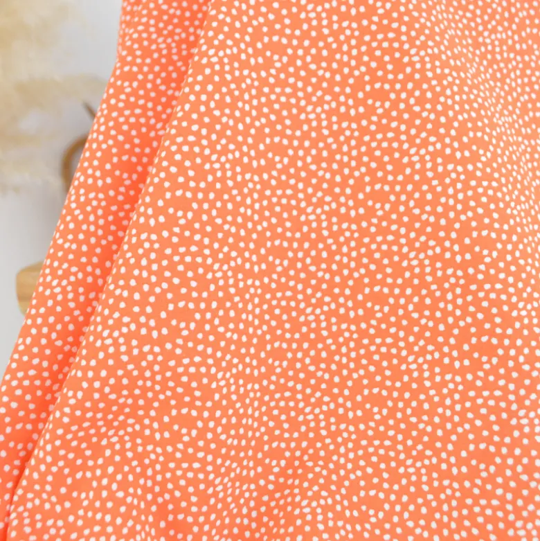 Tissu coton Tassi motif petit pois fond Orange - OEKO TEX