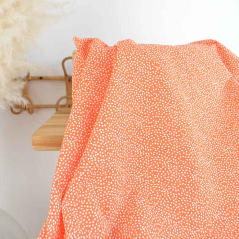 Tissu coton Tassi motif petit pois fond Orange - OEKO TEX