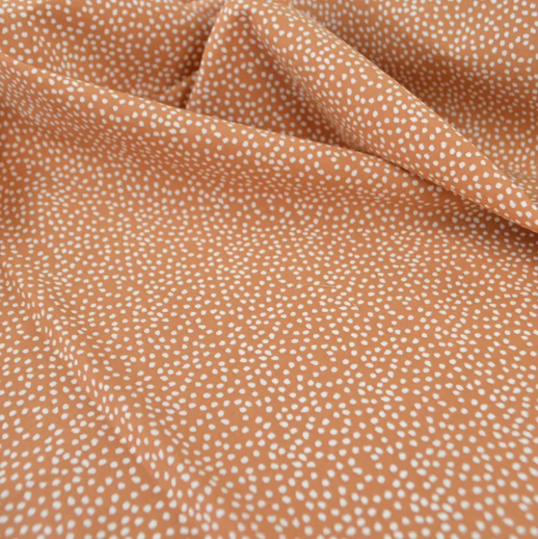 Tissu coton Tassi motif petit pois fond caramel - OEKO TEX
