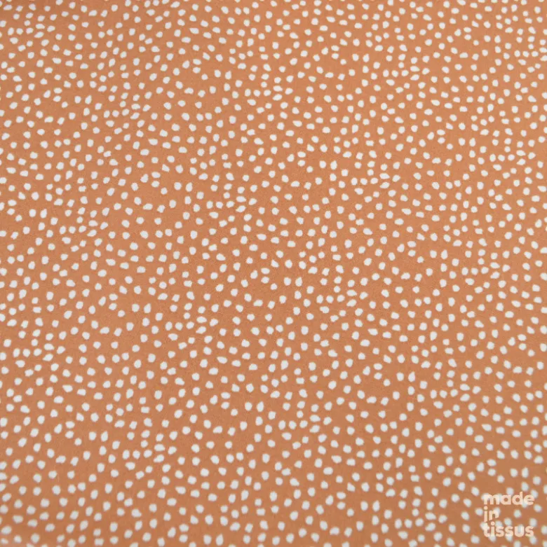 Tissu coton Tassi motif petit pois fond caramel - OEKO TEX
